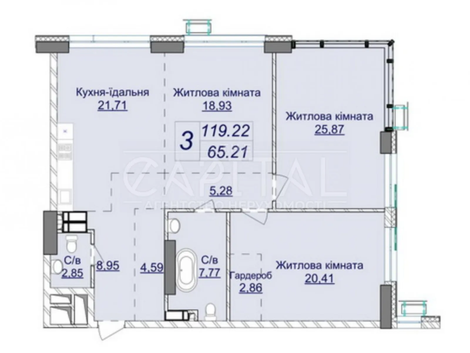 Продается 3-комнатная квартира 119.22 кв. м в Киеве, ул. Андрея Верхогляда(Драгомирова), 20А