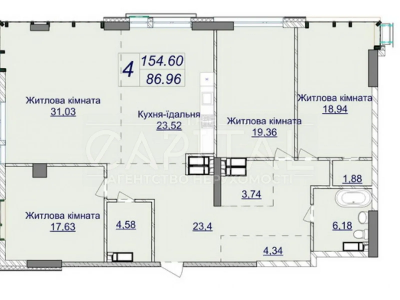 Продається 4-кімнатна квартира 154.6 кв. м у Києві, вул. Андрія Верхогляда(Драгомирова), 20А