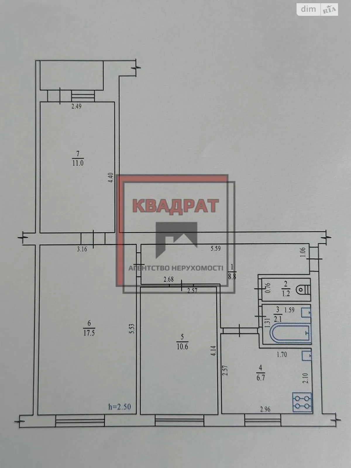 Продается 3-комнатная квартира 60 кв. м в Полтаве, ул. Алмазная