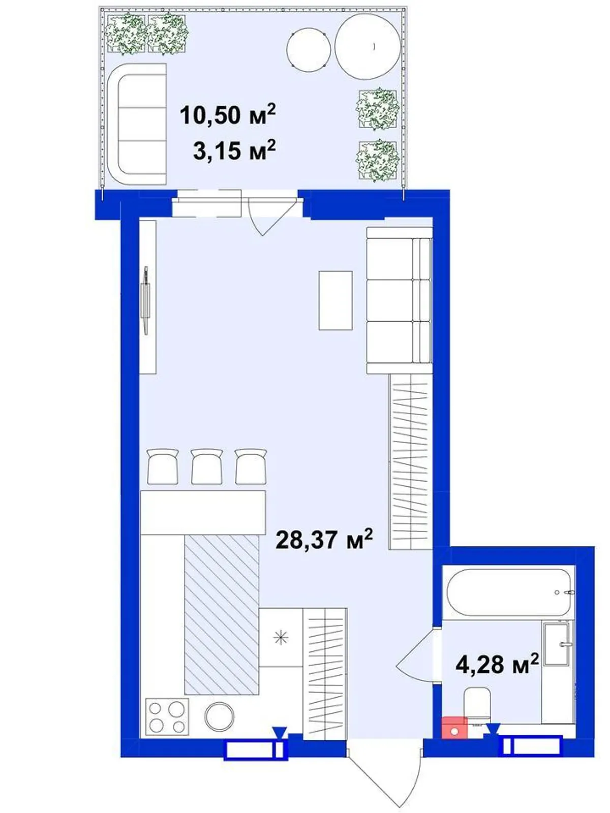 Продается 1-комнатная квартира 36.2 кв. м в Ирпене, ул. Украинская