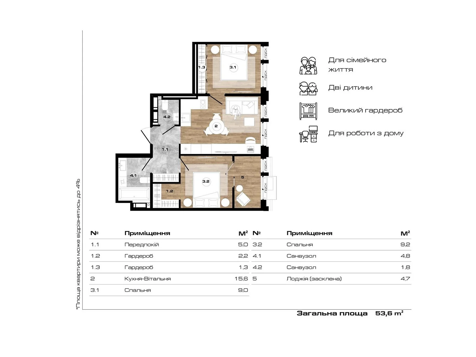 Продается 2-комнатная квартира 53.6 кв. м в Буче, ул. Петра Дорошенка, 4 - фото 1