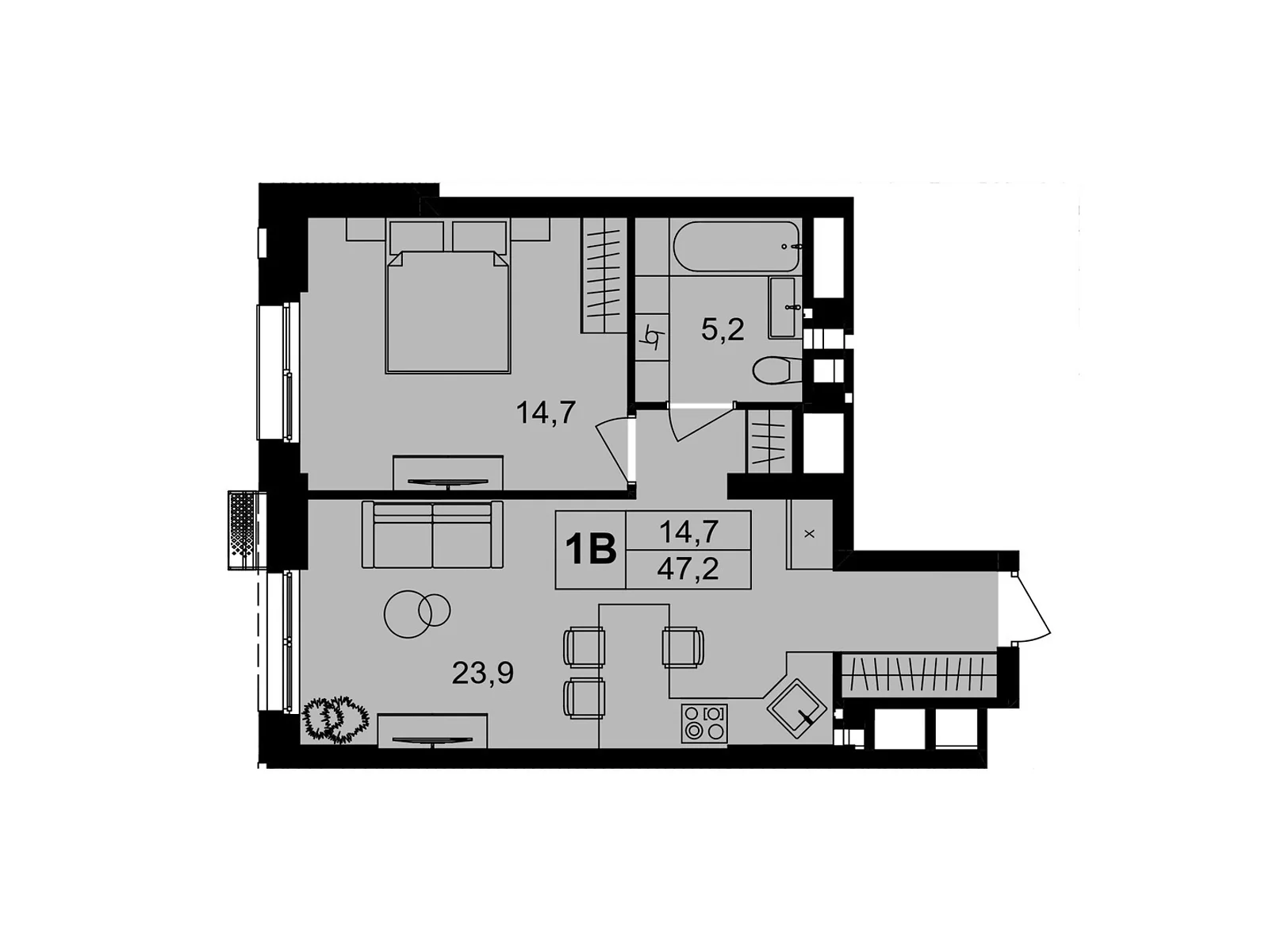 Продается 1-комнатная квартира 47.2 кв. м в Виннице, пер. Кирпичный, 12