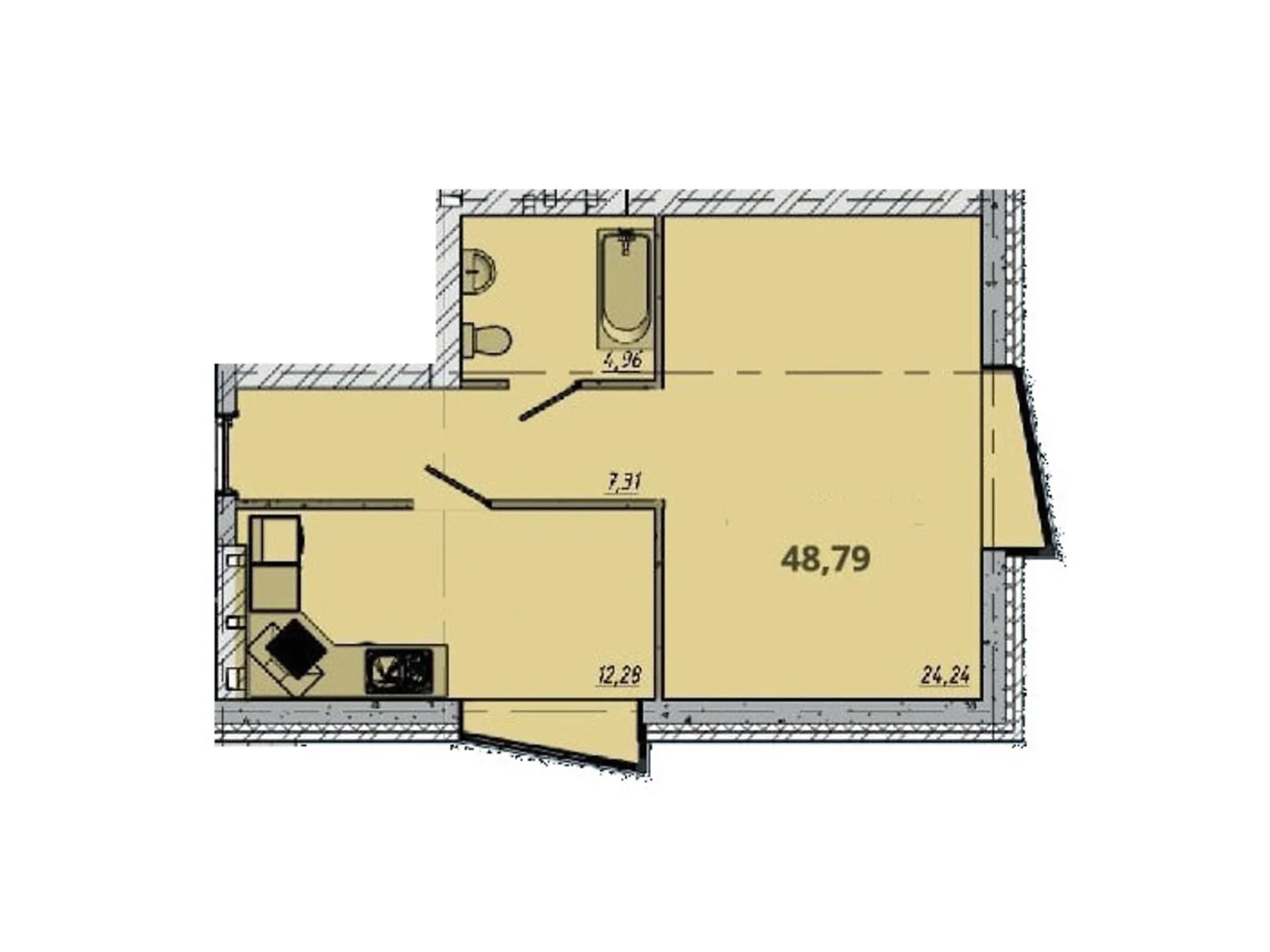 Продается 1-комнатная квартира 43.45 кв. м в Софиевской Борщаговке, ул. Полесская, 2Б