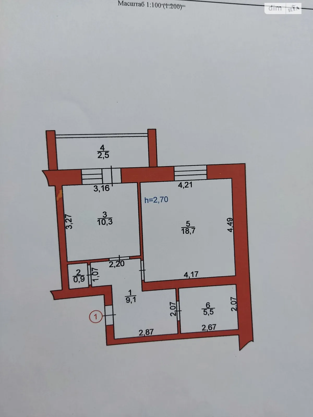 1-комнатная квартира 47 кв. м в Луцке, цена: 57000 $