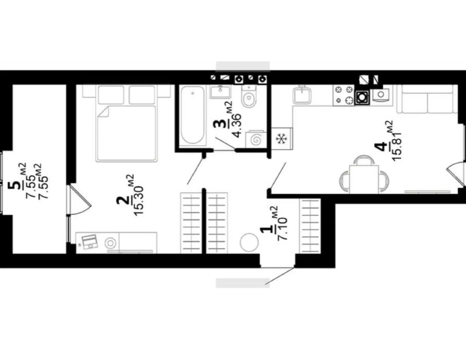 Продается 1-комнатная квартира 50.12 кв. м в Шевченково - фото 3