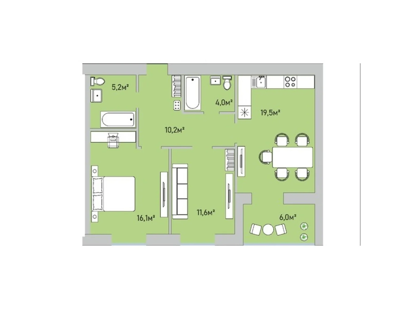 Продается 2-комнатная квартира 72.6 кв. м в Варашу, цена: 53744 $