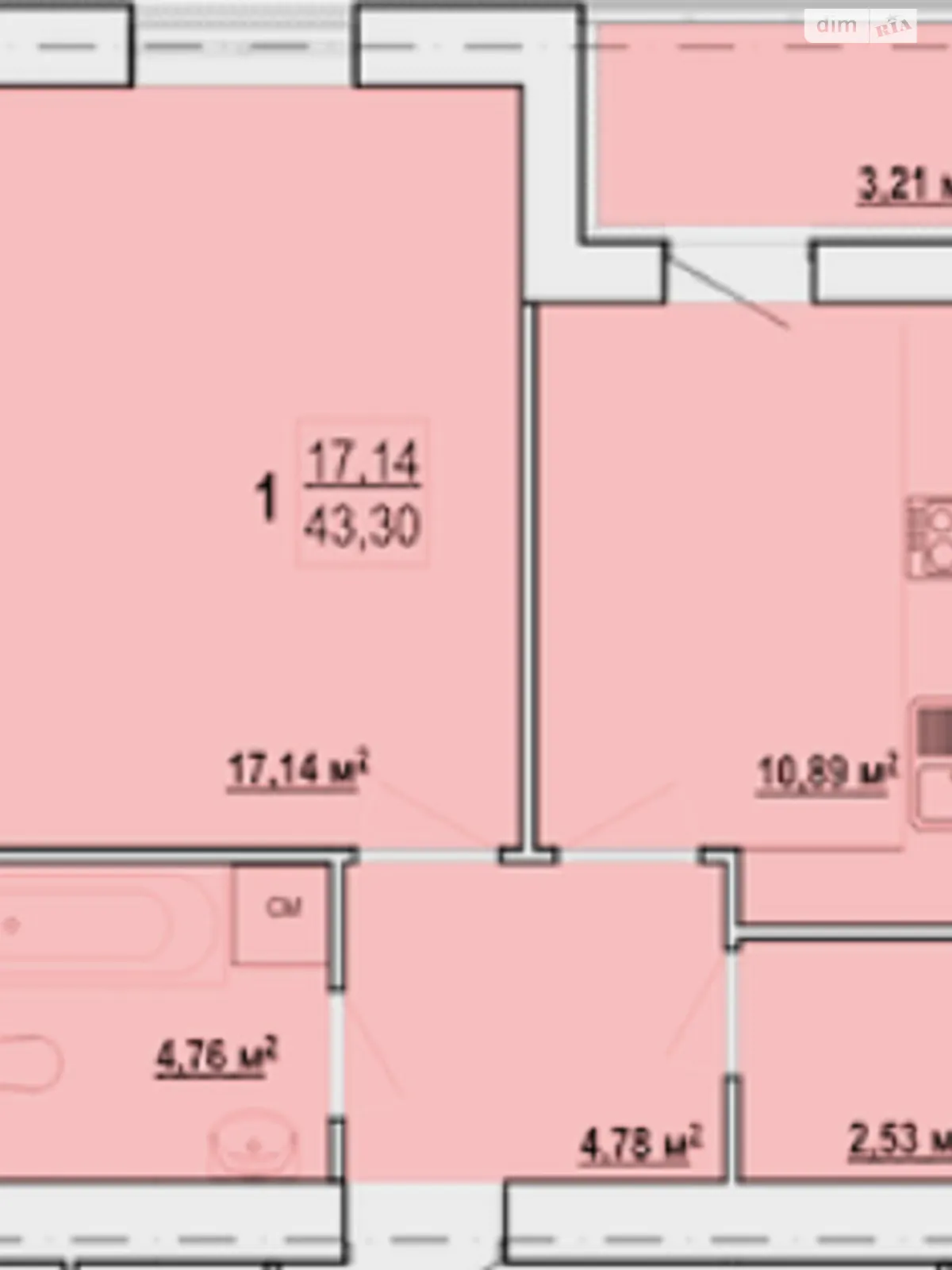 Продается 1-комнатная квартира 43.3 кв. м в Харькове, ул. Борткевича, 15