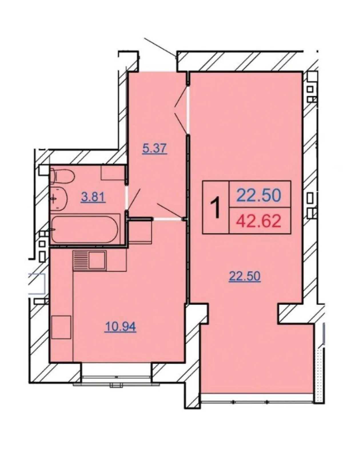 Продается 1-комнатная квартира 42.6 кв. м в Хмельницком - фото 3