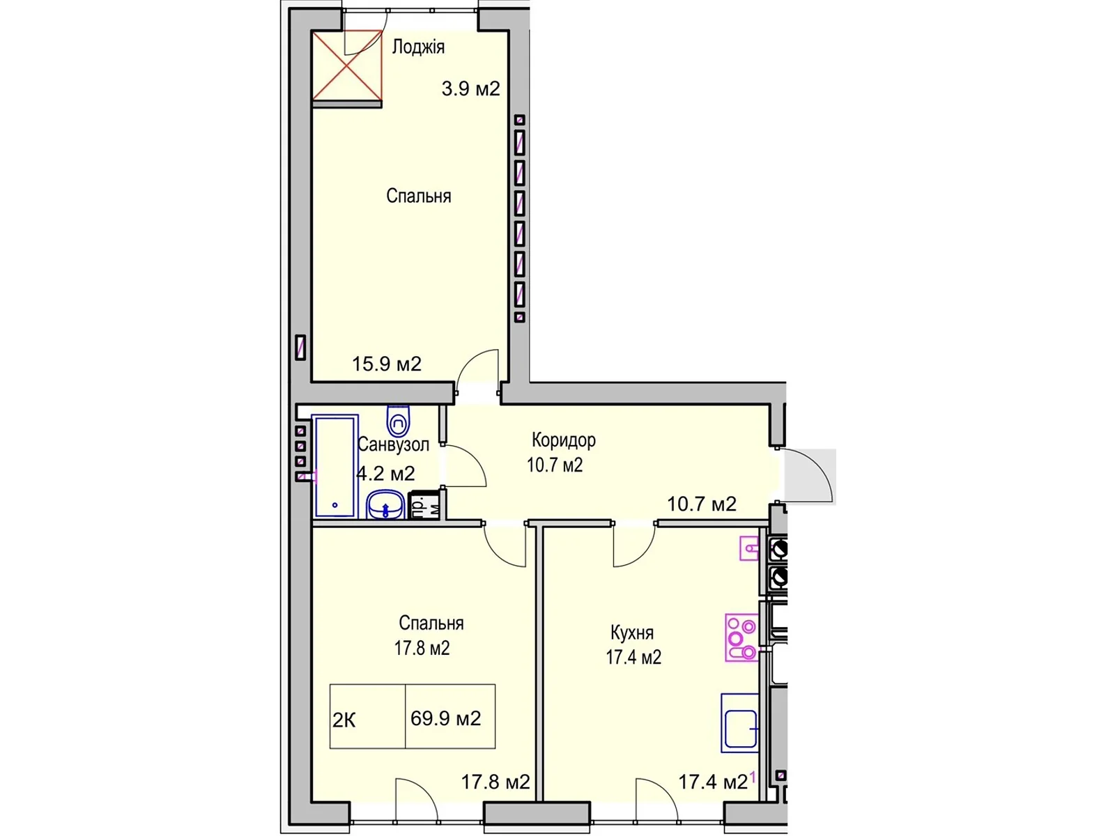 Продается 2-комнатная квартира 70.5 кв. м в Ровно, цена: 62800 $ - фото 1