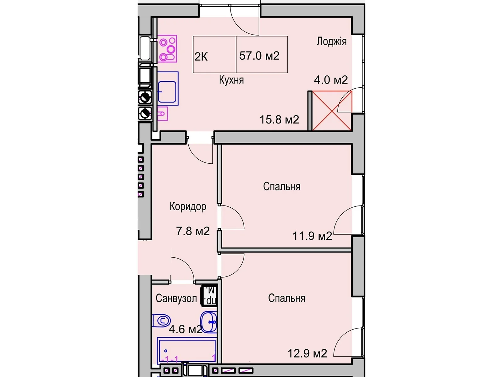 Продается 2-комнатная квартира 57.5 кв. м в Ровно, ул. Черновола Вячеслава, 94В-94Д