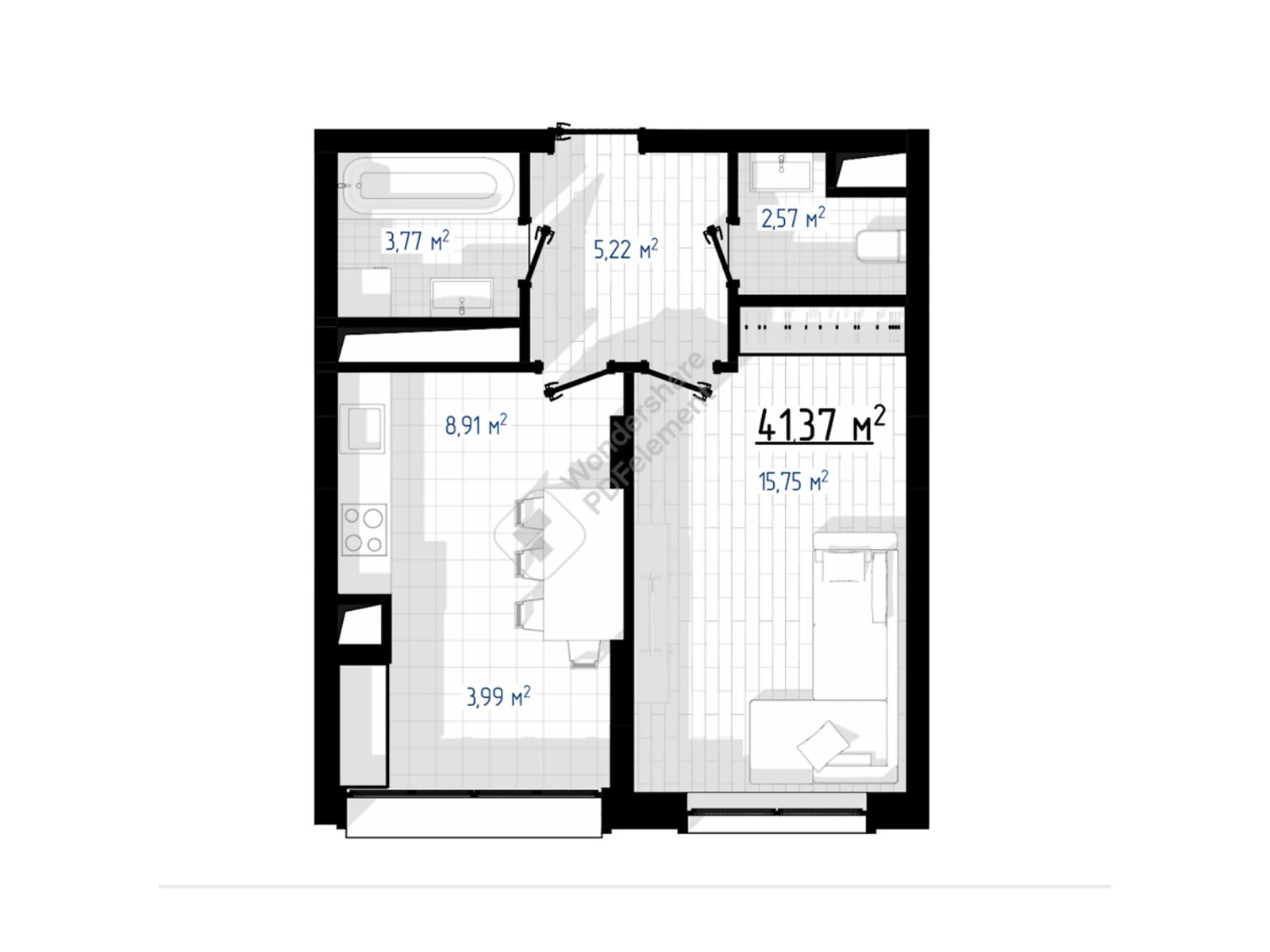 Продается 1-комнатная квартира 41 кв. м в Ивано-Франковске, цена: 28700 $