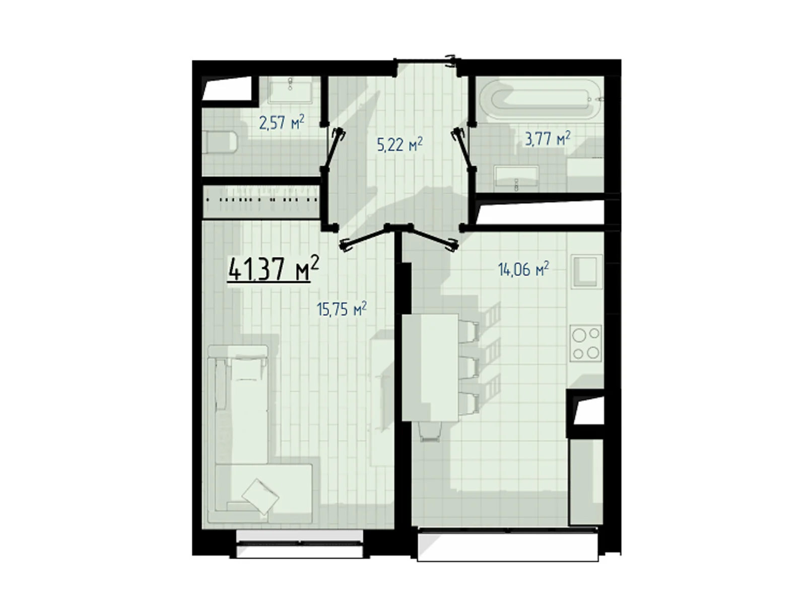 Продается 1-комнатная квартира 41 кв. м в Ивано-Франковске, цена: 28700 $