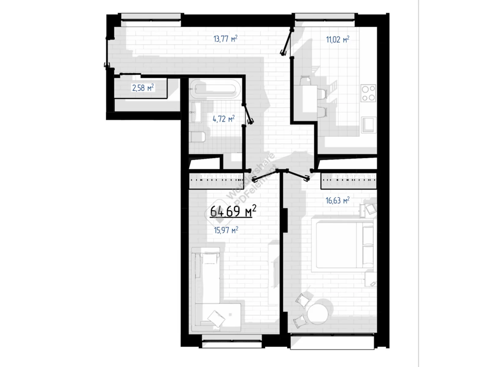 Продается 2-комнатная квартира 53 кв. м в Ивано-Франковске, цена: 37100 $