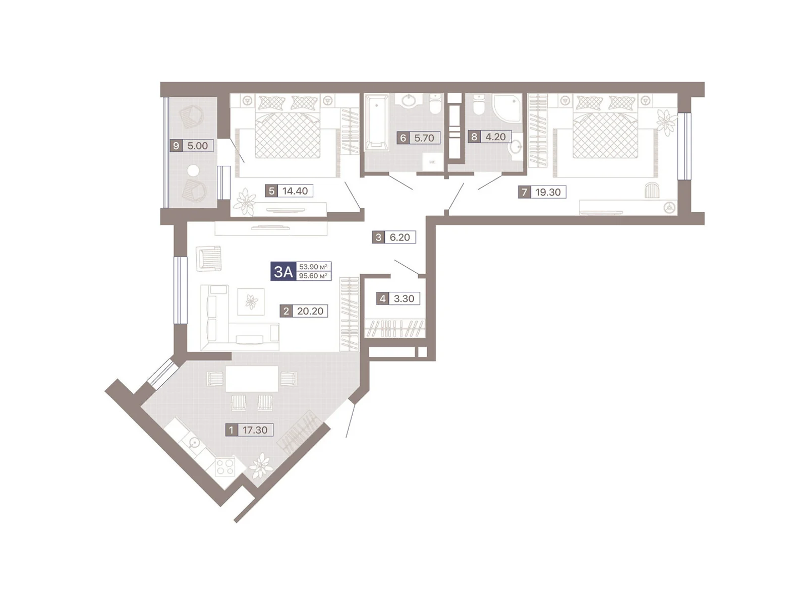 Продается 3-комнатная квартира 95.6 кв. м в Киеве, ул. Половецкая, 4 - фото 1