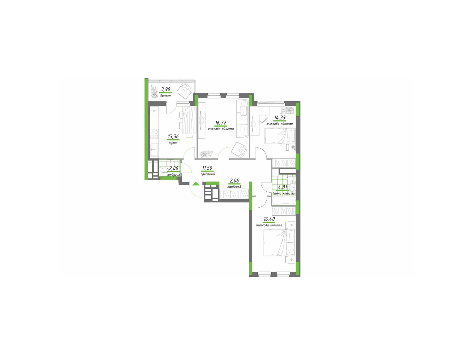 Продается 3-комнатная квартира 84.32 кв. м в Киеве, ул. Победы, 67 - фото 1