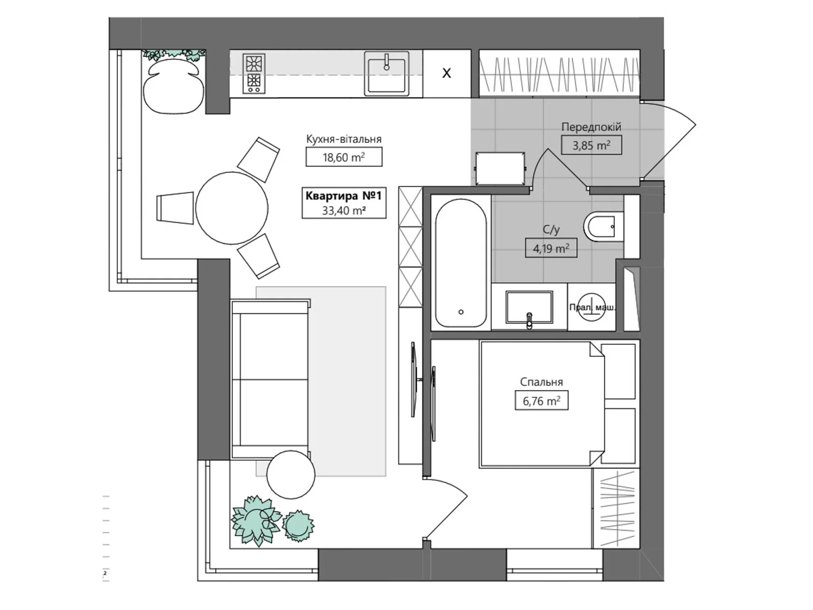 Продается 1-комнатная квартира 33.4 кв. м в Петропавловском, цена: 21710 $ - фото 1