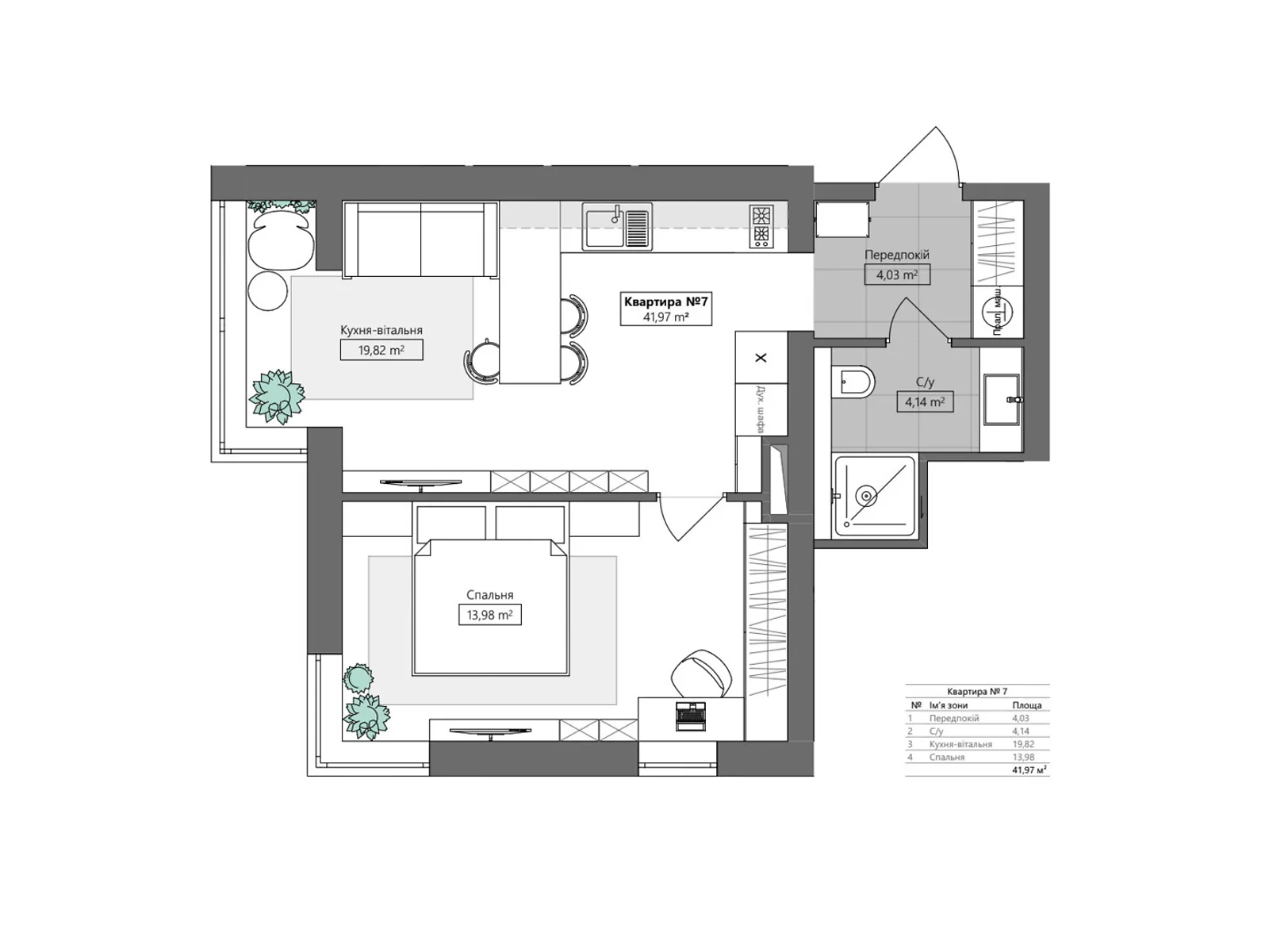 Продается 1-комнатная квартира 41.97 кв. м в Петропавловском, ул. Счастливая, 1