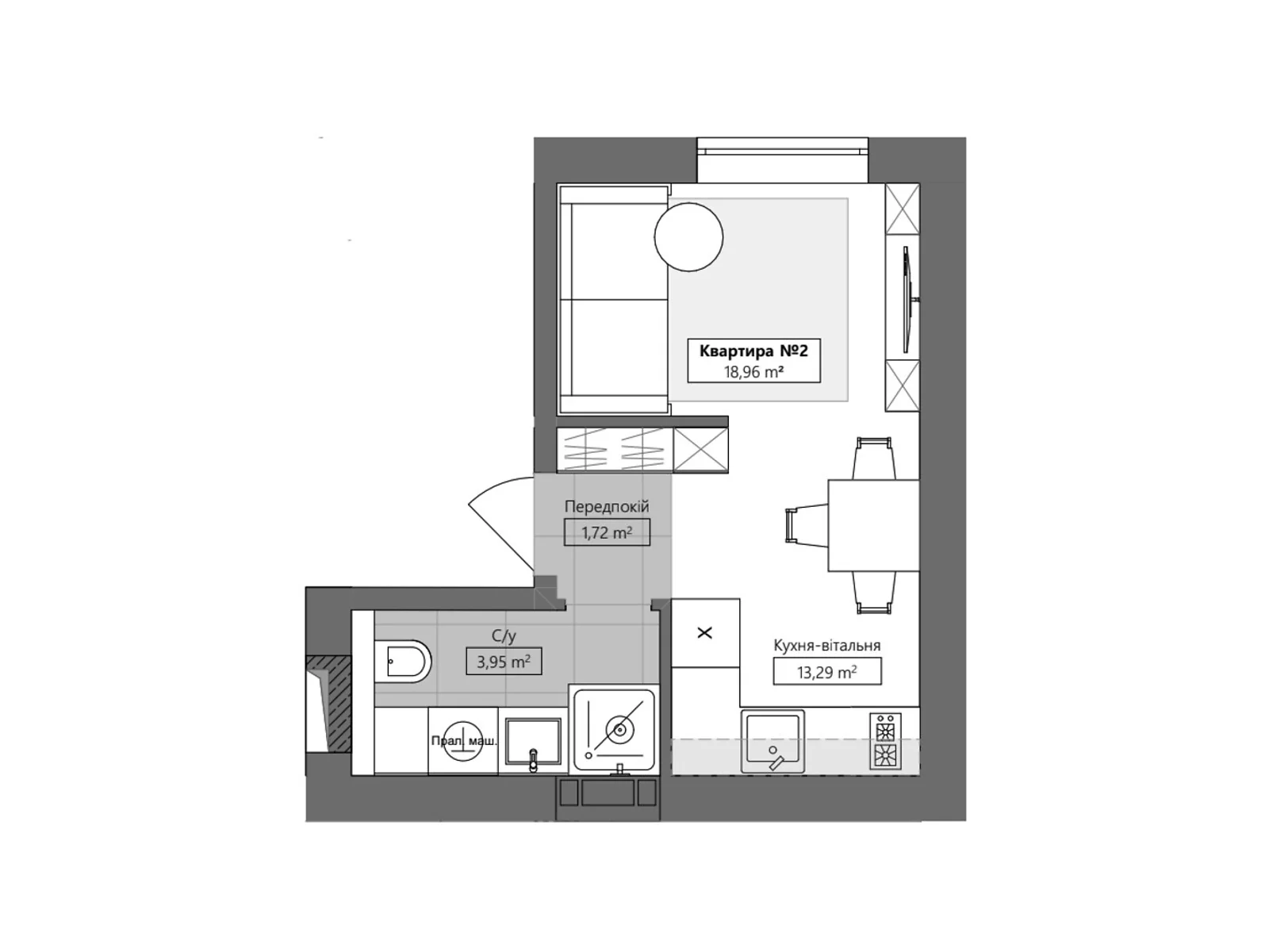 Продается 1-комнатная квартира 18.96 кв. м в Петропавловском, ул. Счастливая, 1