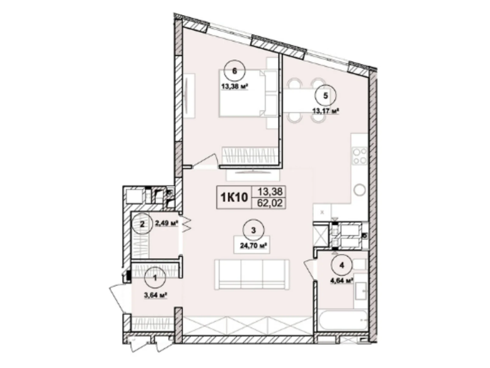 Продается 1-комнатная квартира 62.02 кв. м в Львове, ул. Лемковская, 9