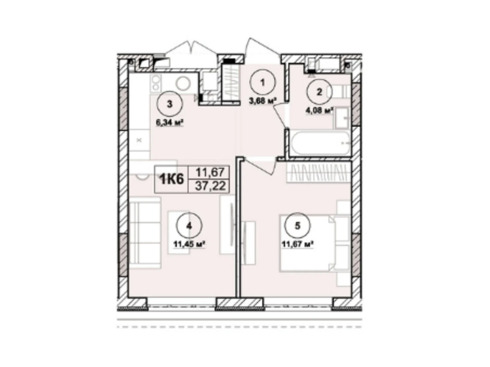 Продается 1-комнатная квартира 37.22 кв. м в Львове, ул. Лемковская, 9