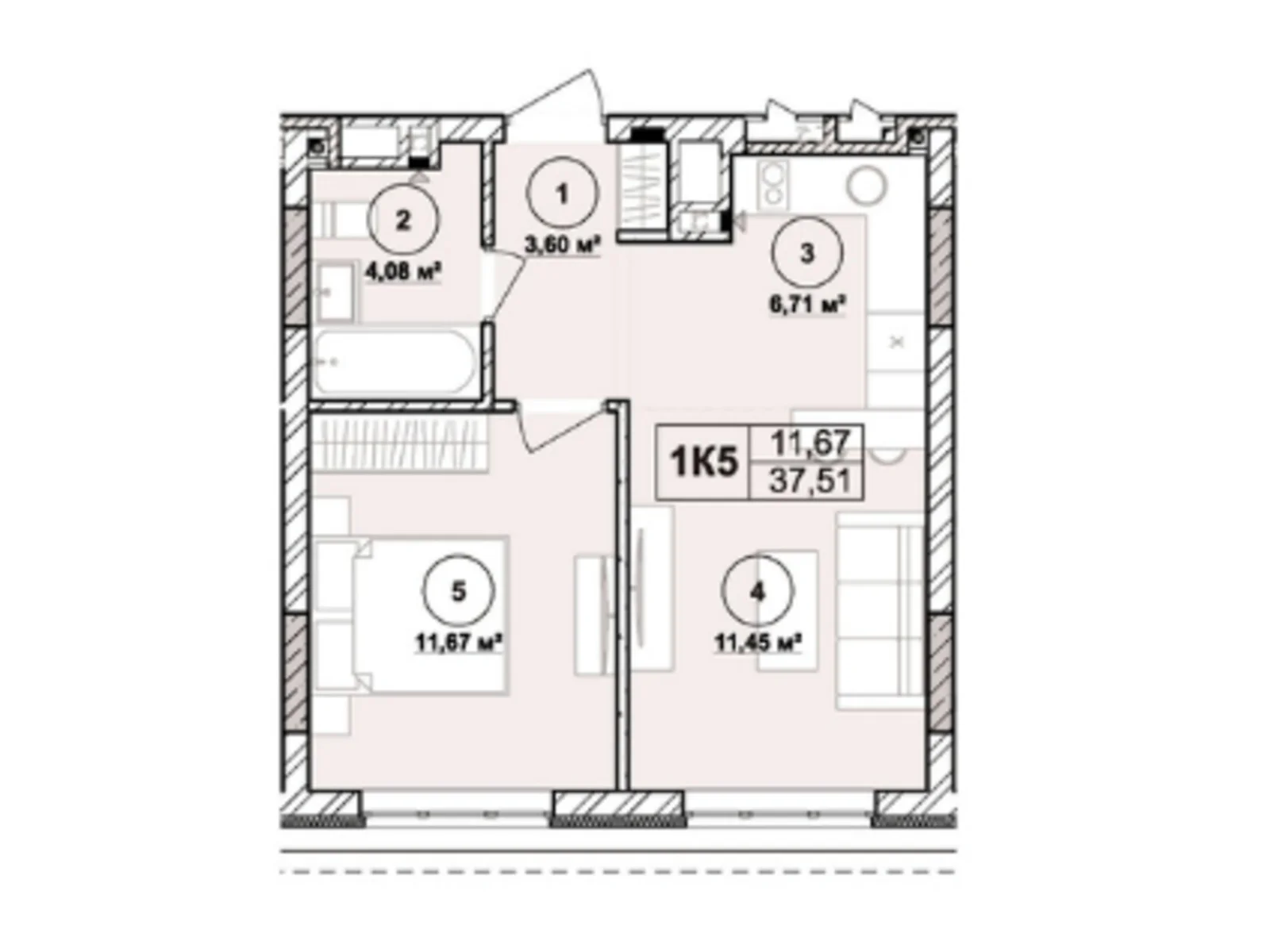 Продается 1-комнатная квартира 37.51 кв. м в Львове, ул. Лемковская, 9