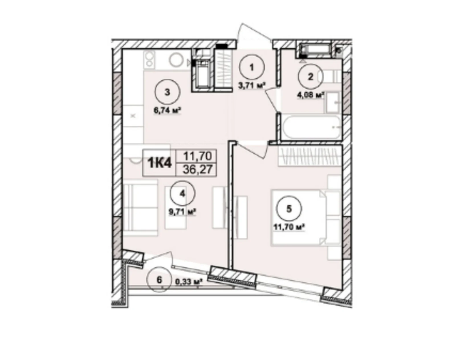 Продается 1-комнатная квартира 36.27 кв. м в Львове, ул. Лемковская, 9 - фото 1