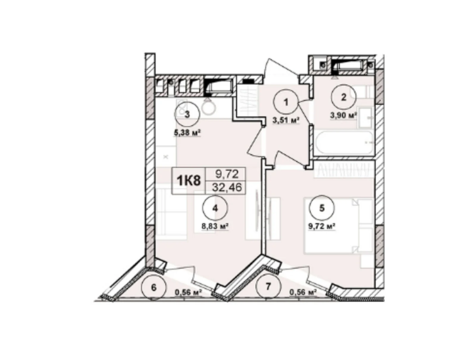 Продается 1-комнатная квартира 32.46 кв. м в Львове, ул. Лемковская, 9 - фото 1