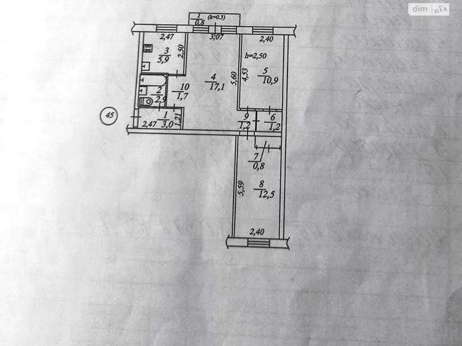 Продається 3-кімнатна квартира 58 кв. м у Дніпрі, цена: 56000 $