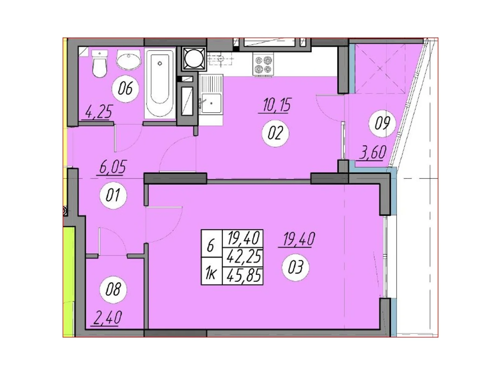 1-комнатная квартира 45.85 кв. м в Тернополе, цена: 45894 $