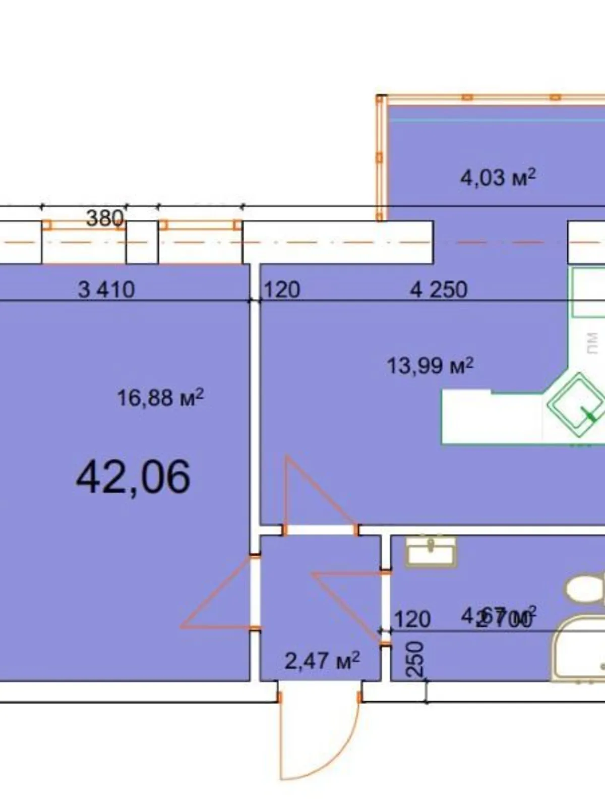 Продається 1-кімнатна квартира 42.06 кв. м у Калуші, вул. Малицької