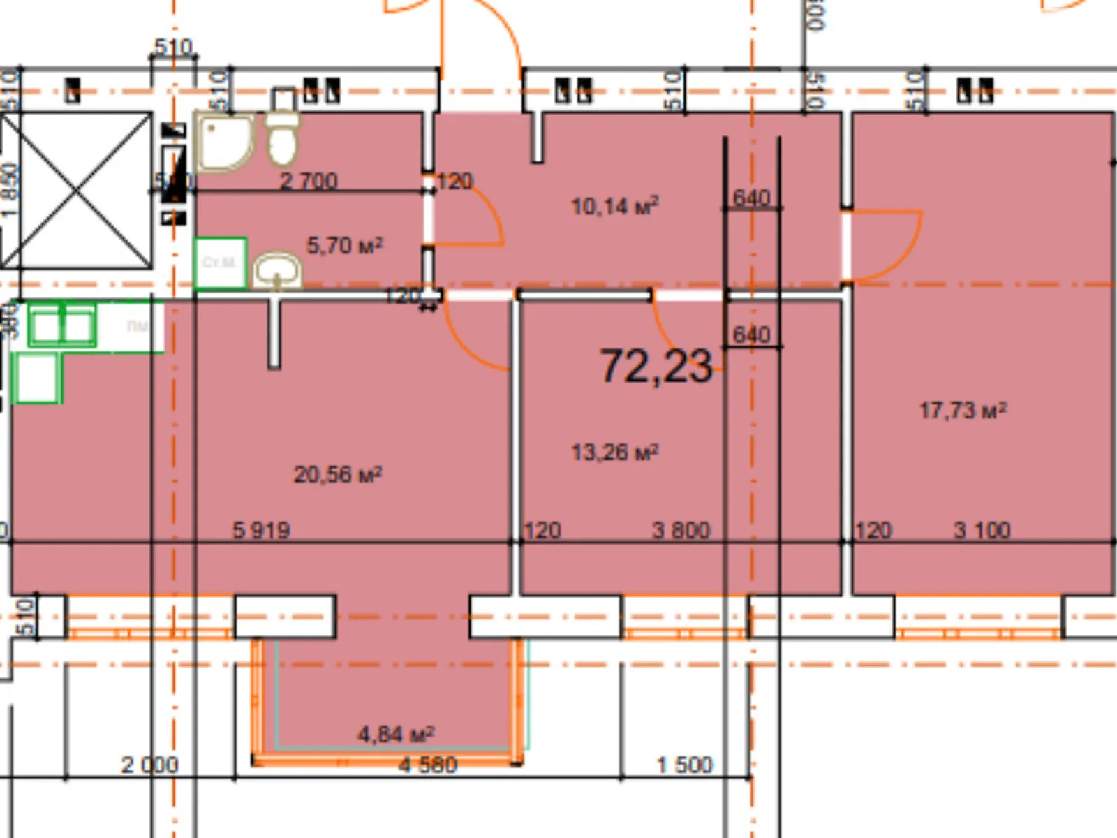 Продается 2-комнатная квартира 72.23 кв. м в Калуше, ул. Малицкой - фото 1