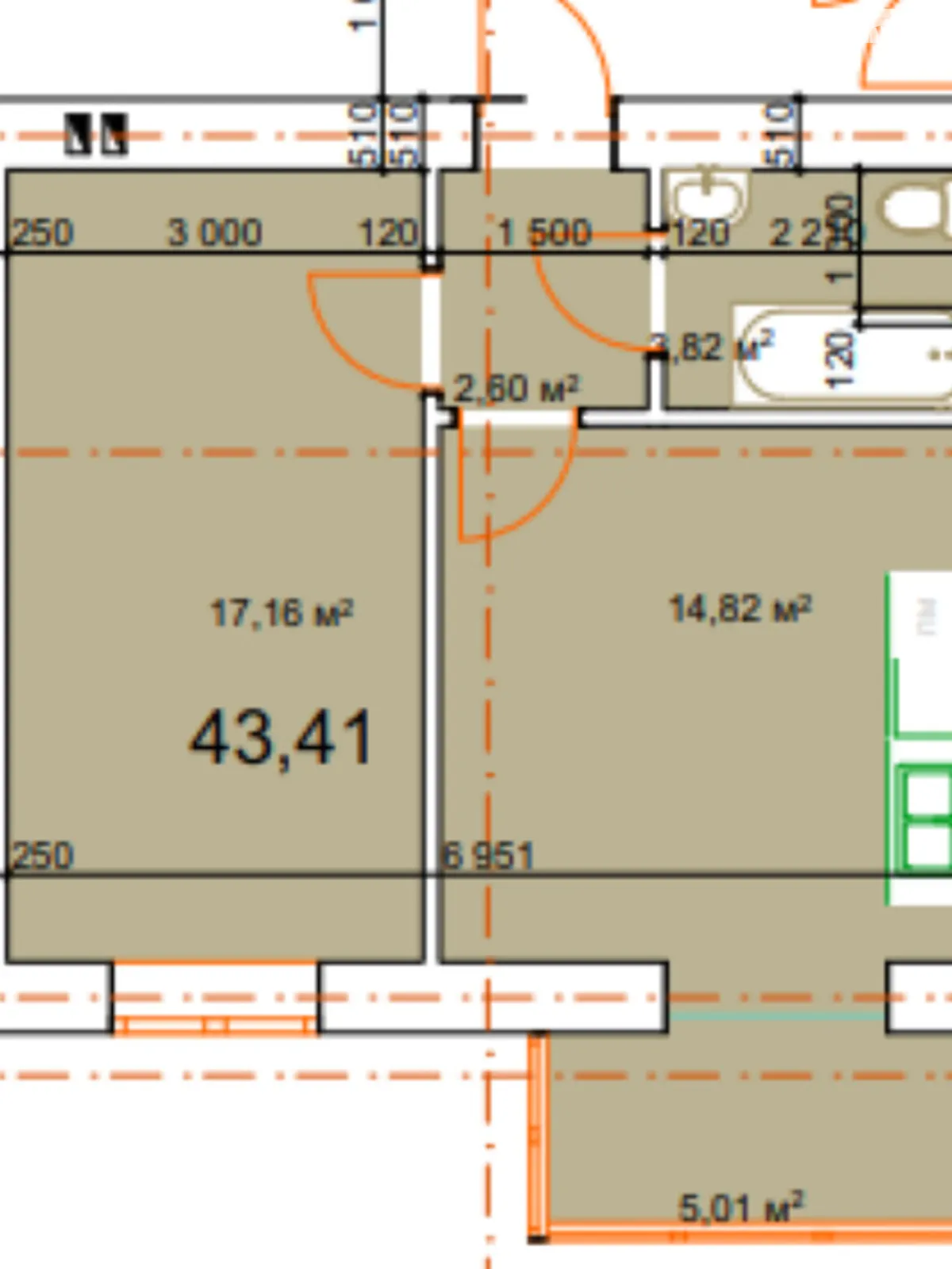 Продається 1-кімнатна квартира 43.41 кв. м у Калуші, цена: 23875 $