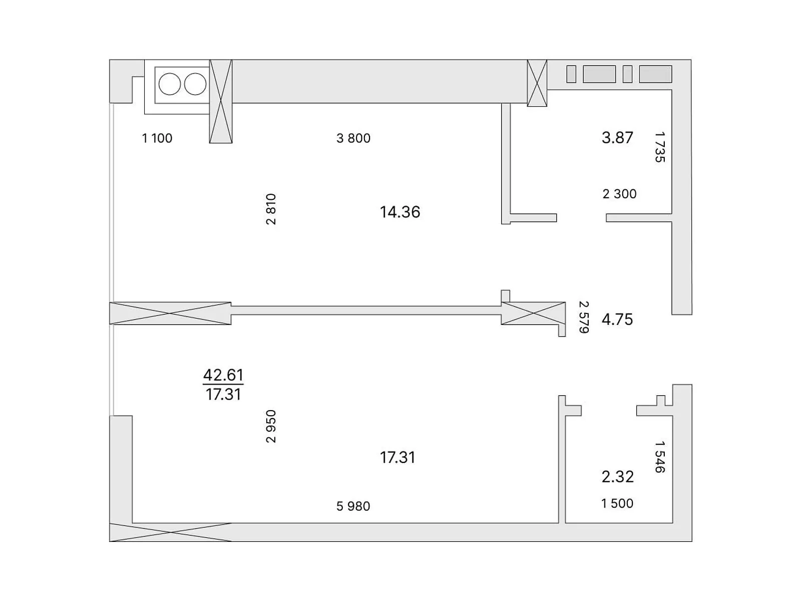 Продается 1-комнатная квартира 42 кв. м в Хмельницком, ул. Свободы