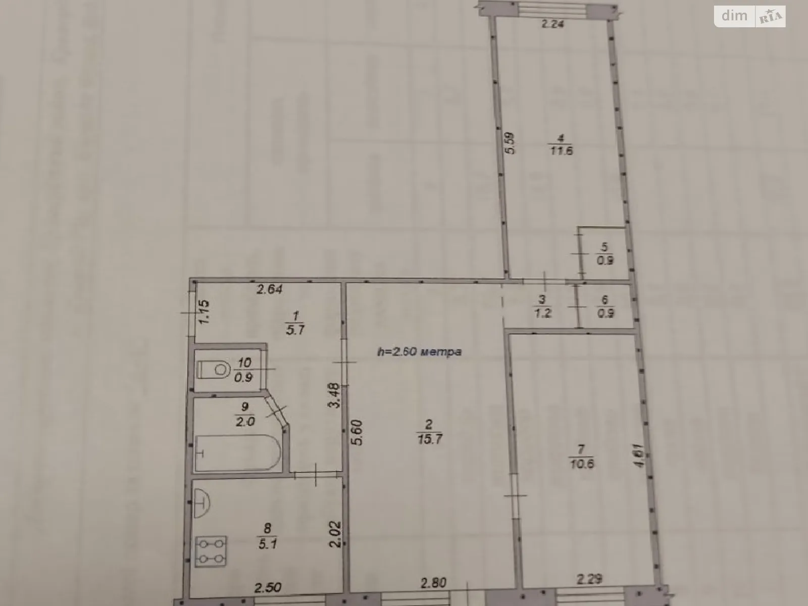 Продається 3-кімнатна квартира 54.6 кв. м у Кривому Розі, вул. Едуарда Фукса(Тухачевського)