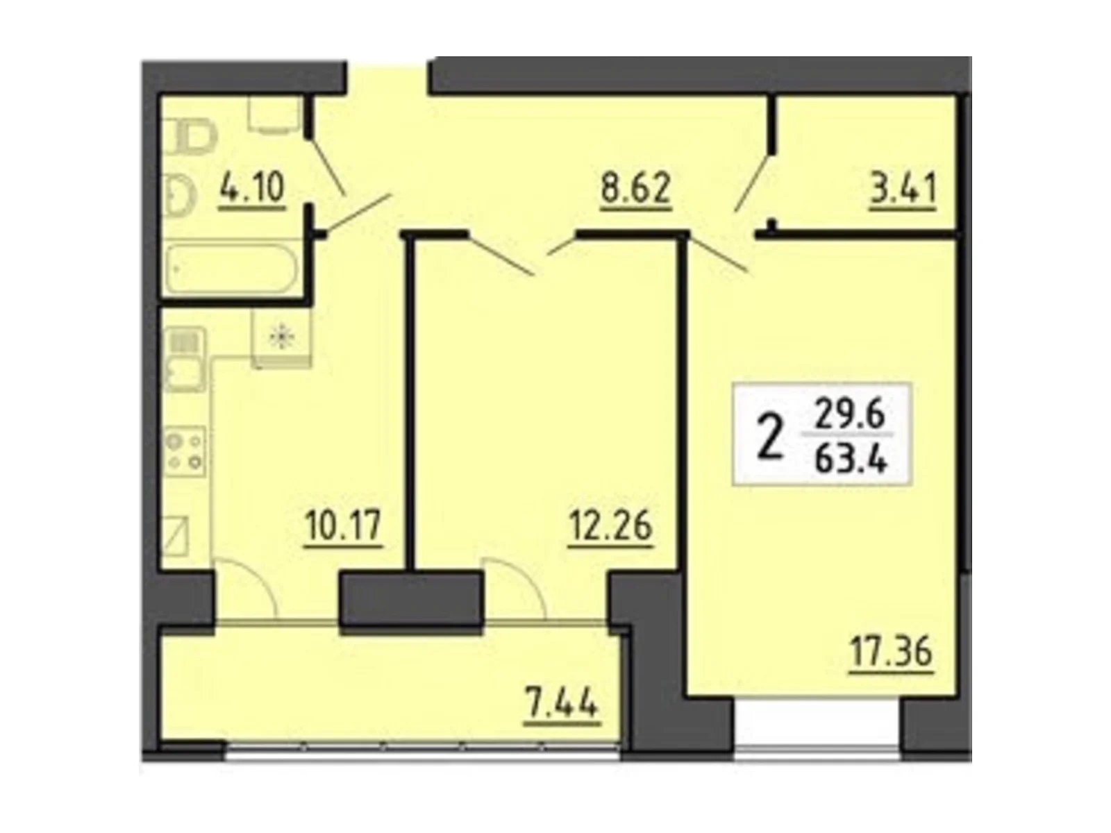 2-кімнатна квартира 63.4 кв. м у Тернополі, цена: 47488 $ - фото 1