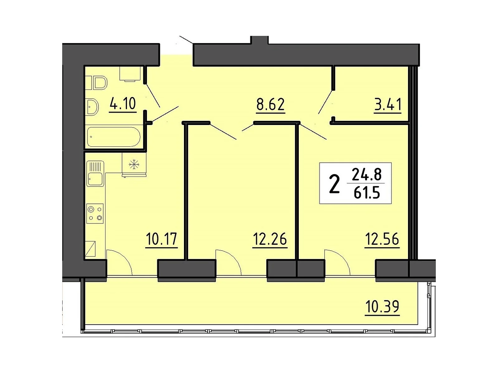 2-комнатная квартира 56.2 кв. м в Тернополе, ул. Энергетическая, 5