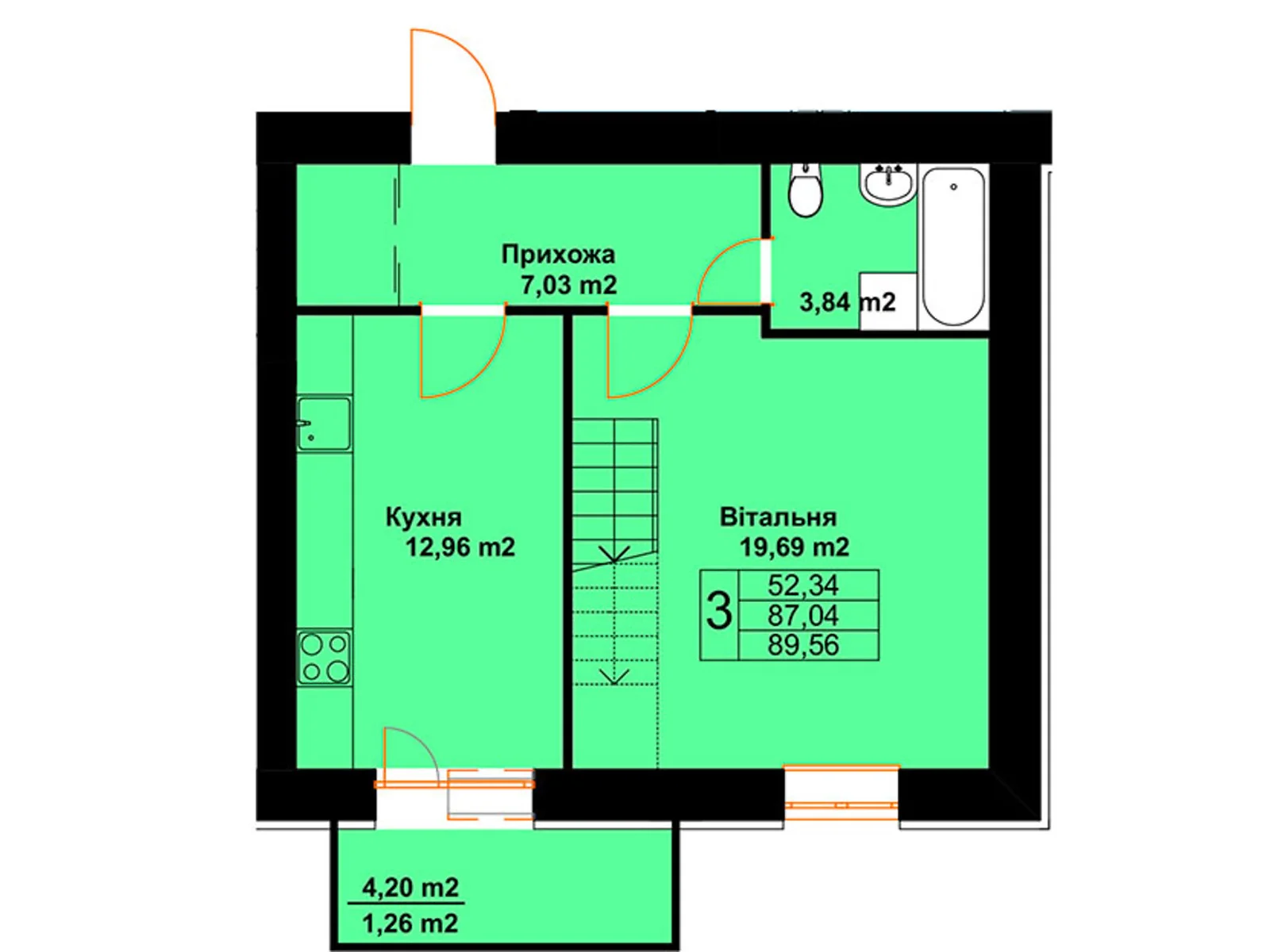 Продається 3-кімнатна квартира 89.56 кв. м у Чорткові, цена: 47078 $