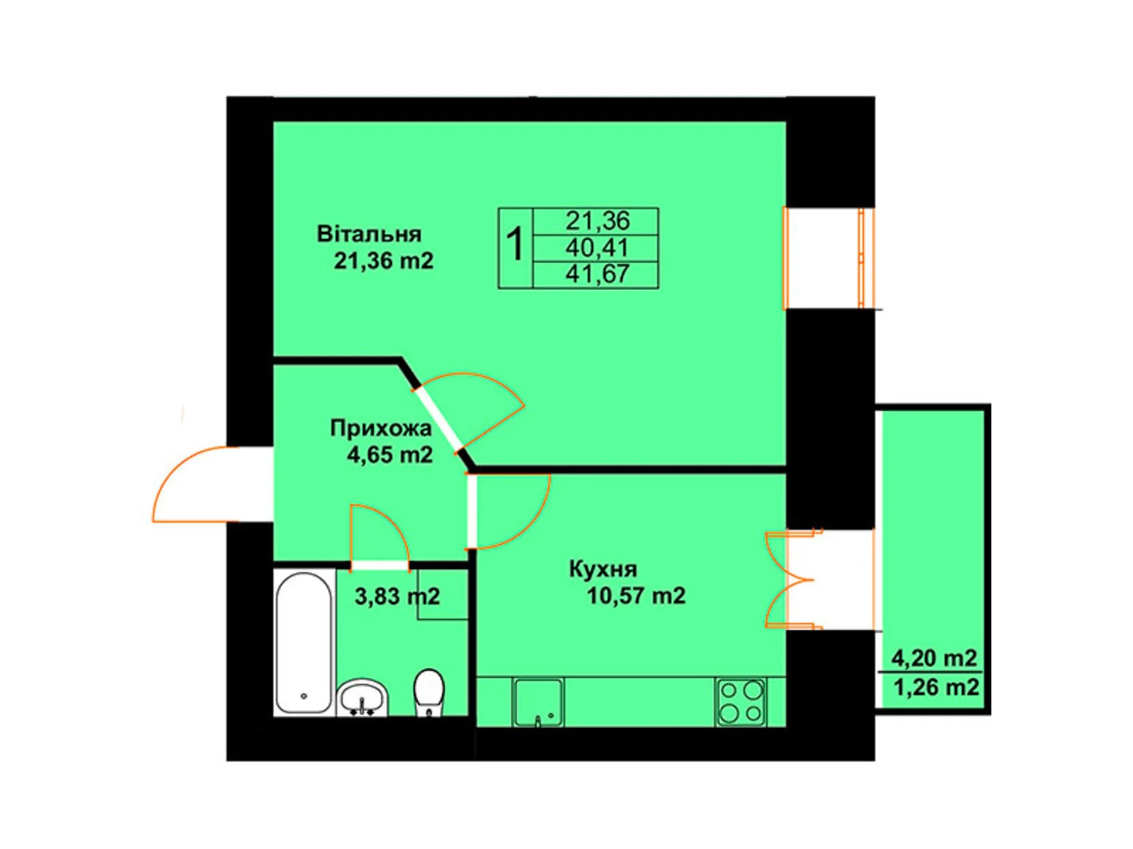 Продається 1-кімнатна квартира 41.67 кв. м у Чорткові, цена: 21904 $