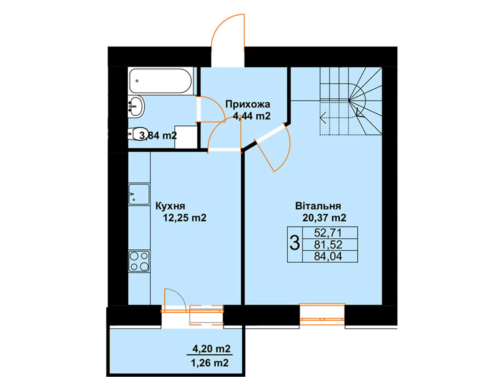 Продається 3-кімнатна квартира 84.04 кв. м у Чорткові, вул. Млинарська, 14