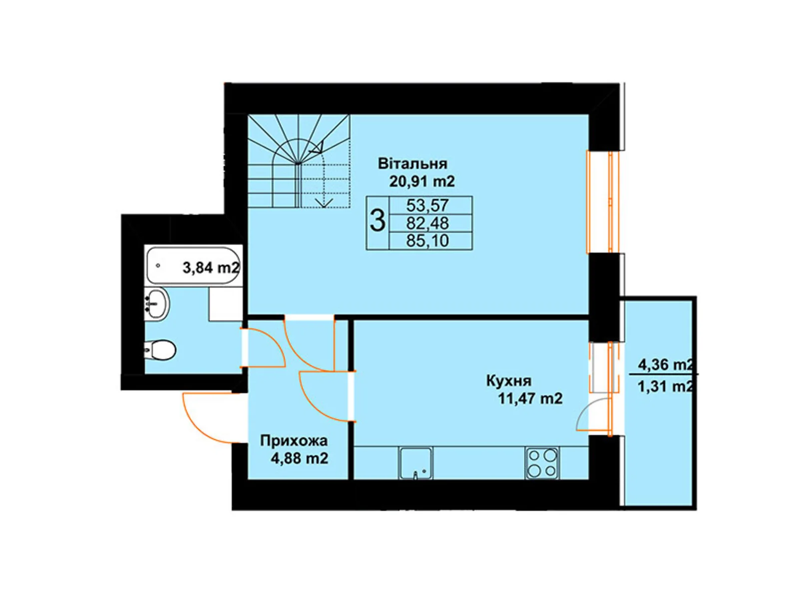 Продается 3-комнатная квартира 85.1 кв. м в Черткове, ул. Млынарская, 14