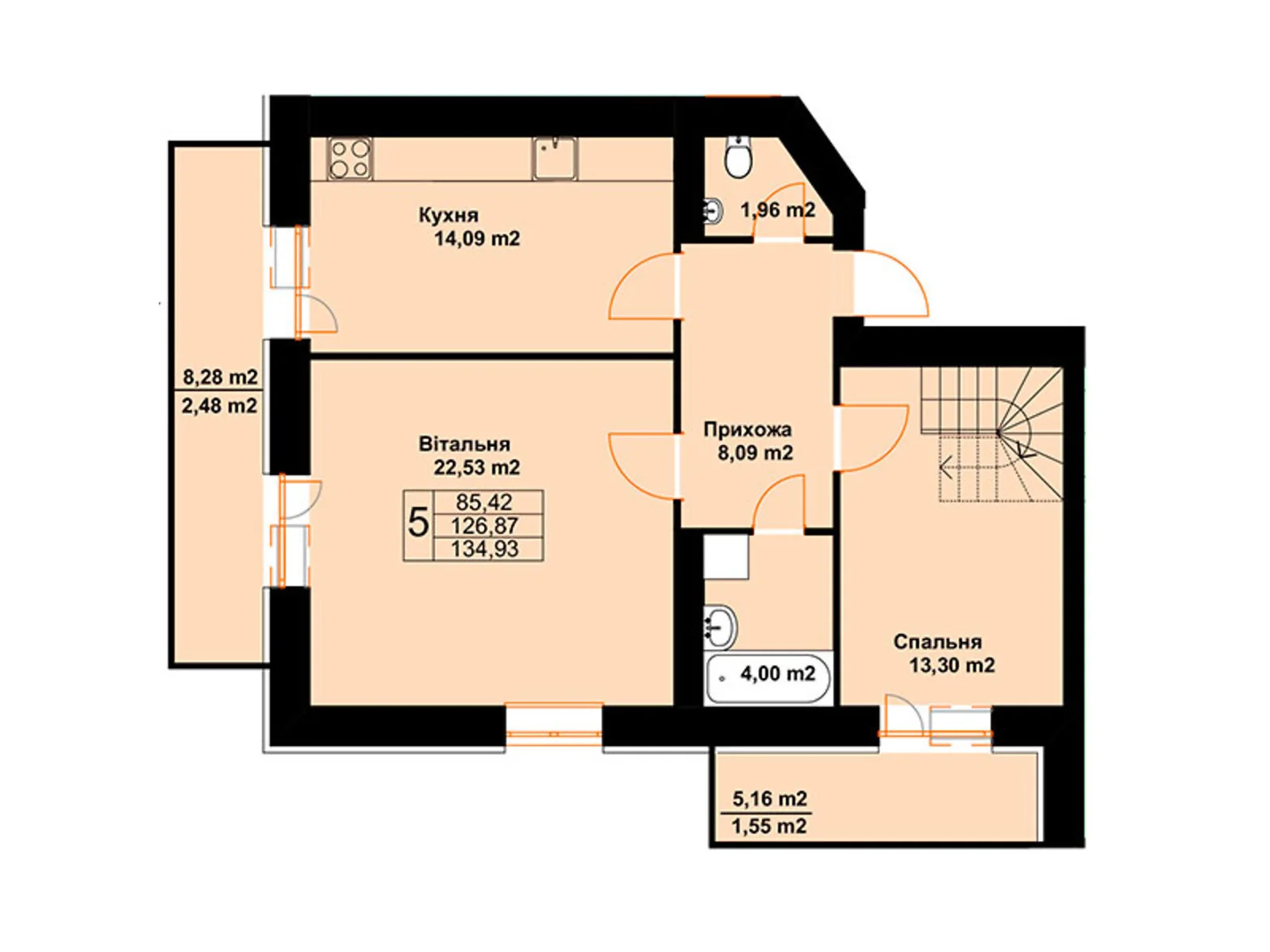 Продается 5-комнатная квартира 134.93 кв. м в Черткове, ул. Млынарская, 14