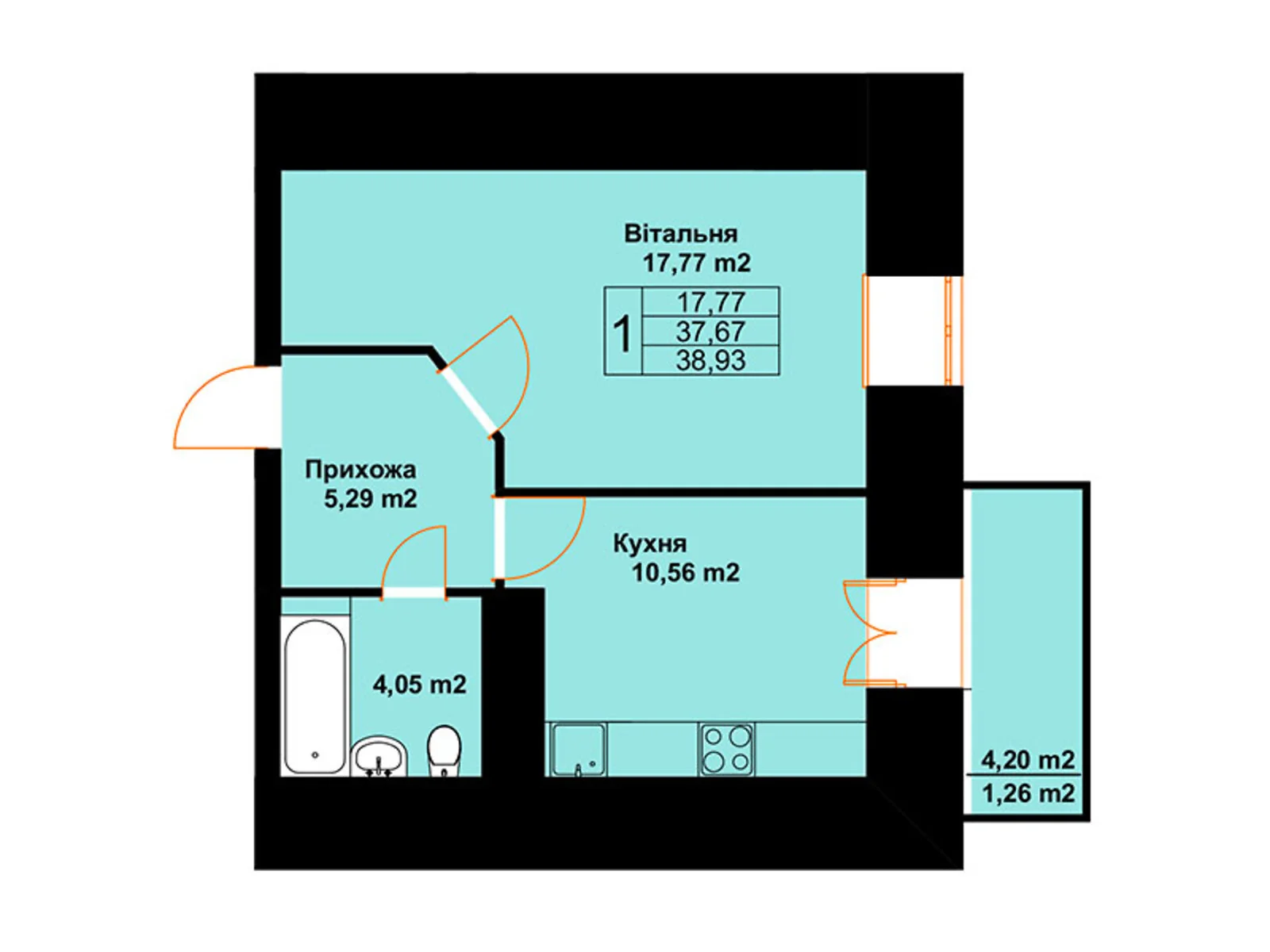 Продается 1-комнатная квартира 38.93 кв. м в Черткове, ул. Млынарская, 14