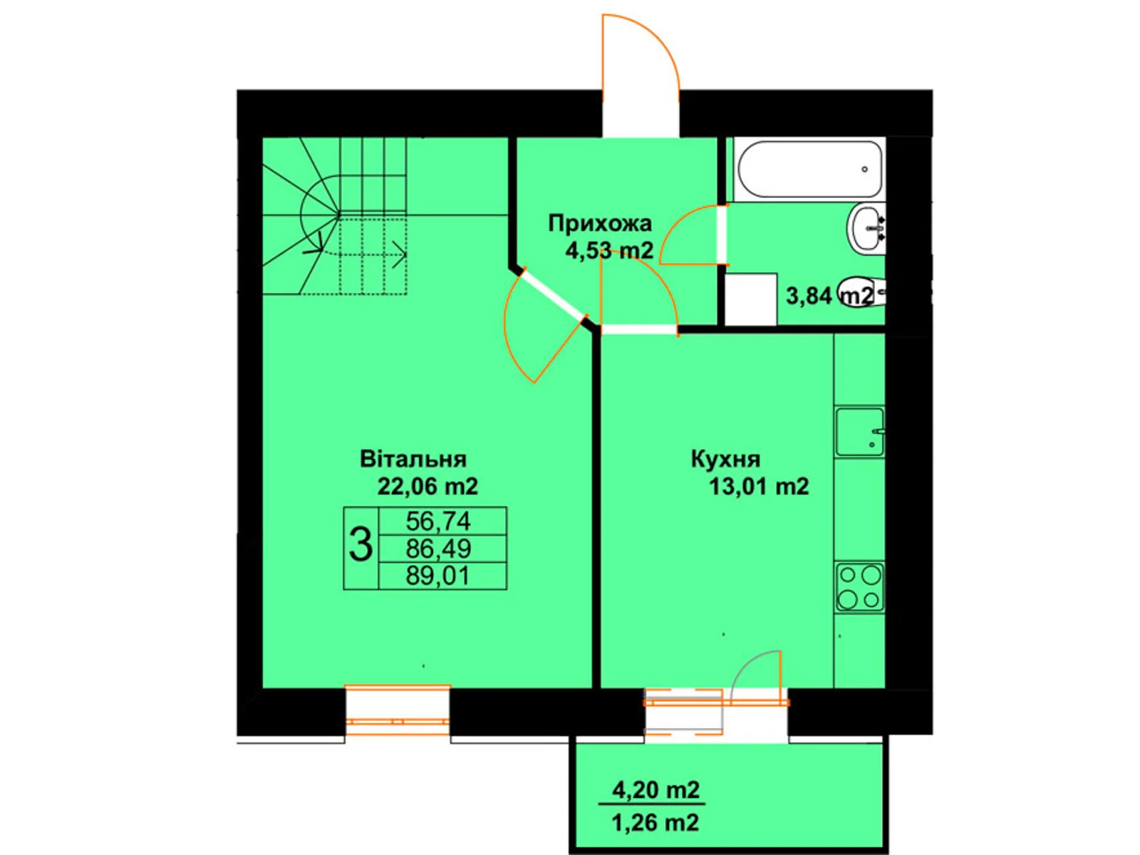 Продається 3-кімнатна квартира 89.01 кв. м у Чорткові, цена: 46789 $