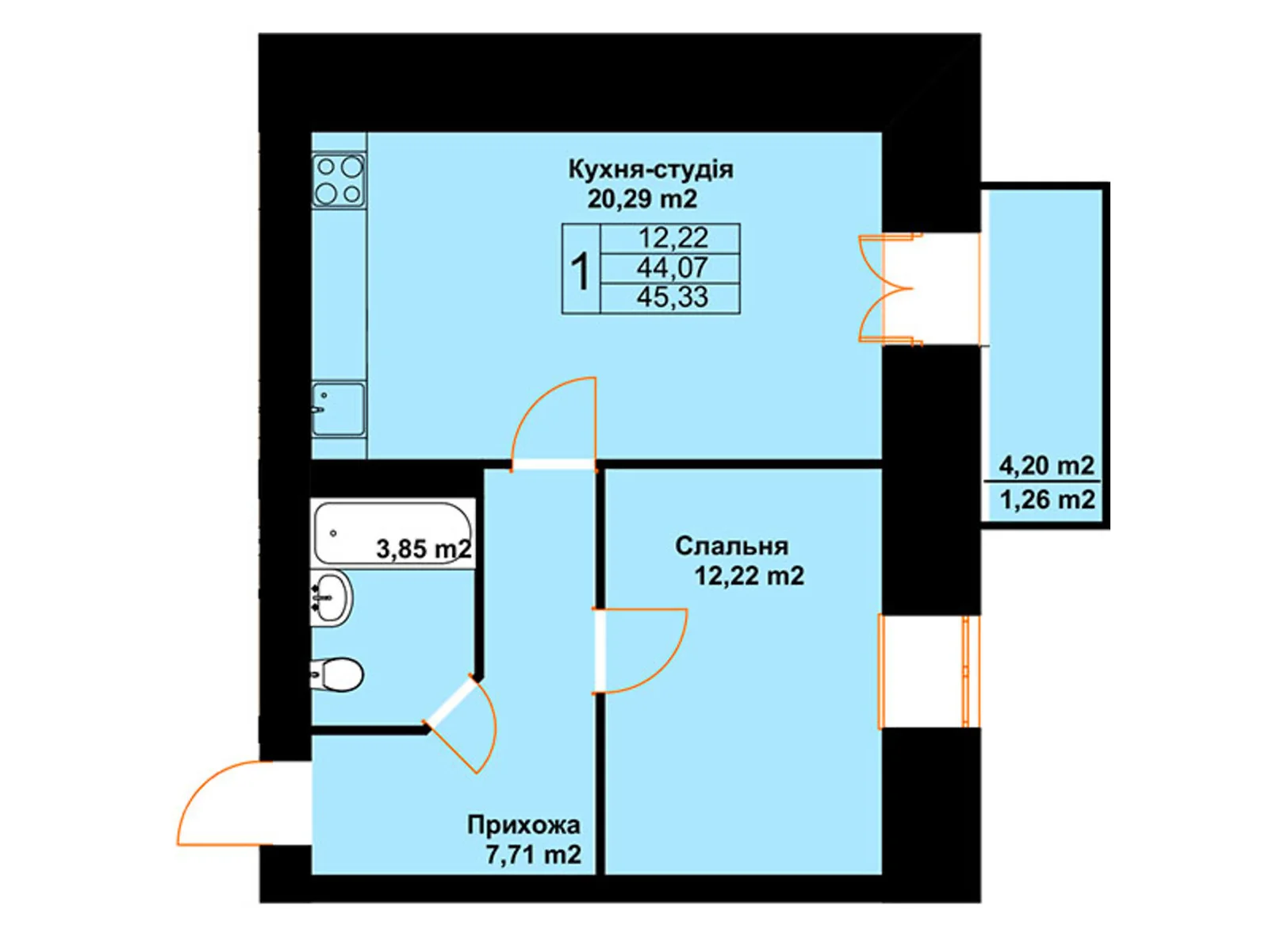 Продается 1-комнатная квартира 45.33 кв. м в Черткове, ул. Млынарская, 14