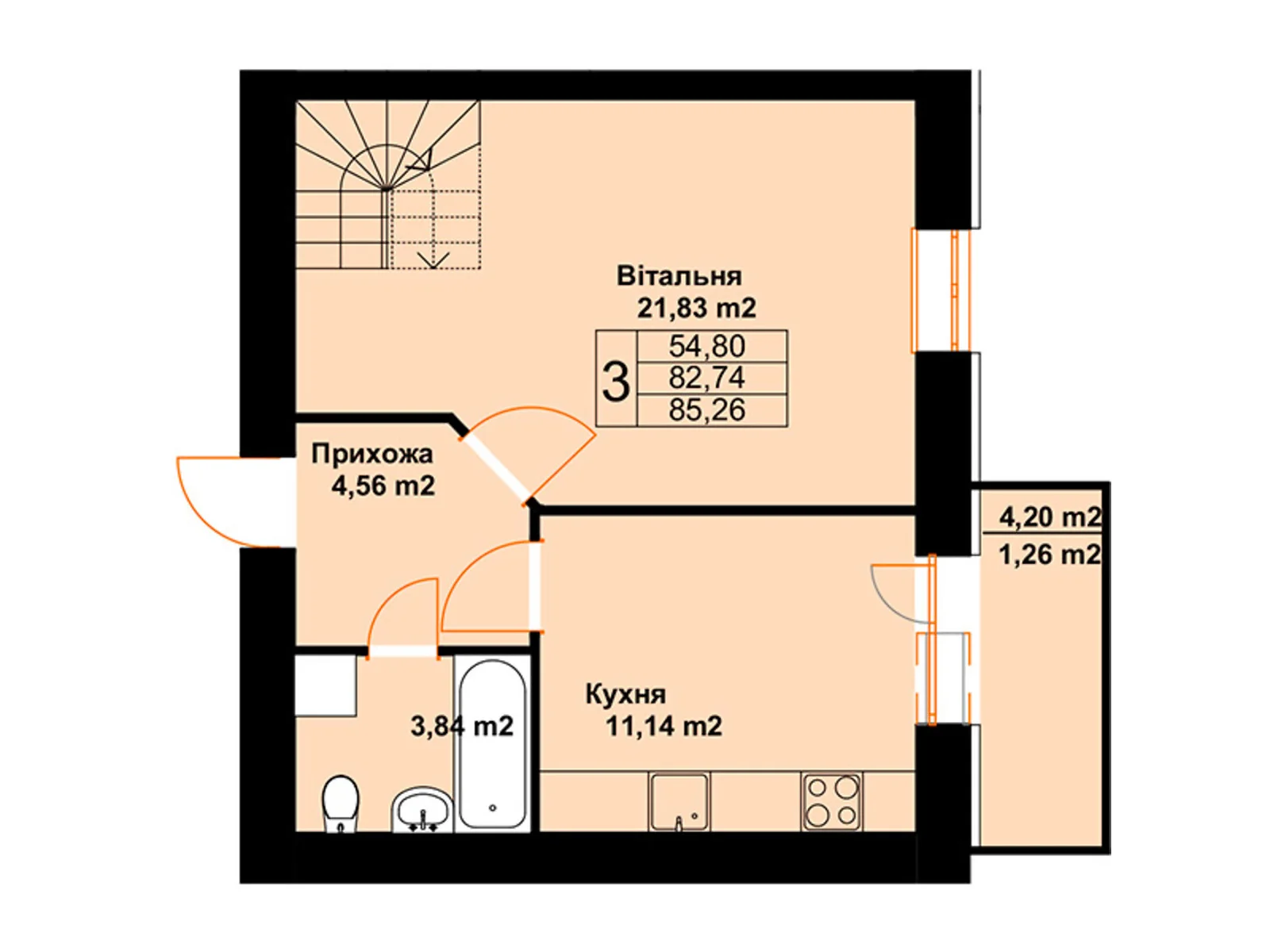 Продается 3-комнатная квартира 85.26 кв. м в Черткове, ул. Млынарская, 14