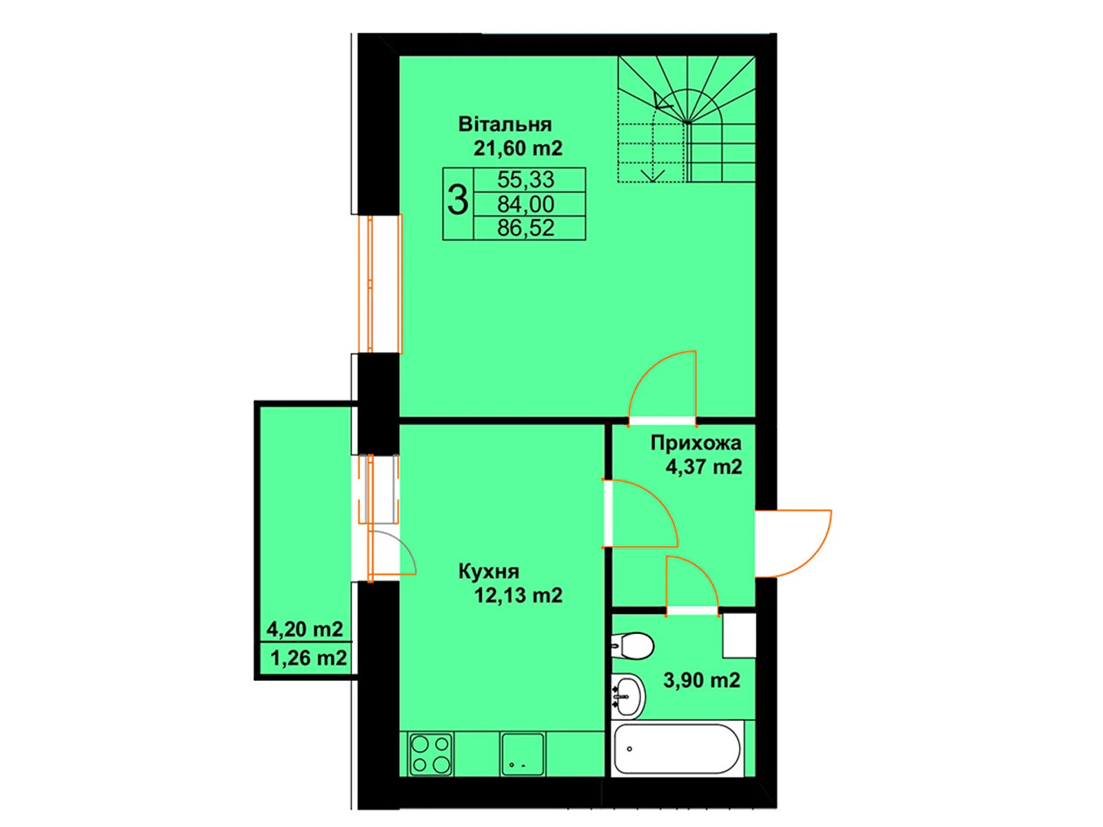 Продается 3-комнатная квартира 86.52 кв. м в Черткове, ул. Млынарская, 14