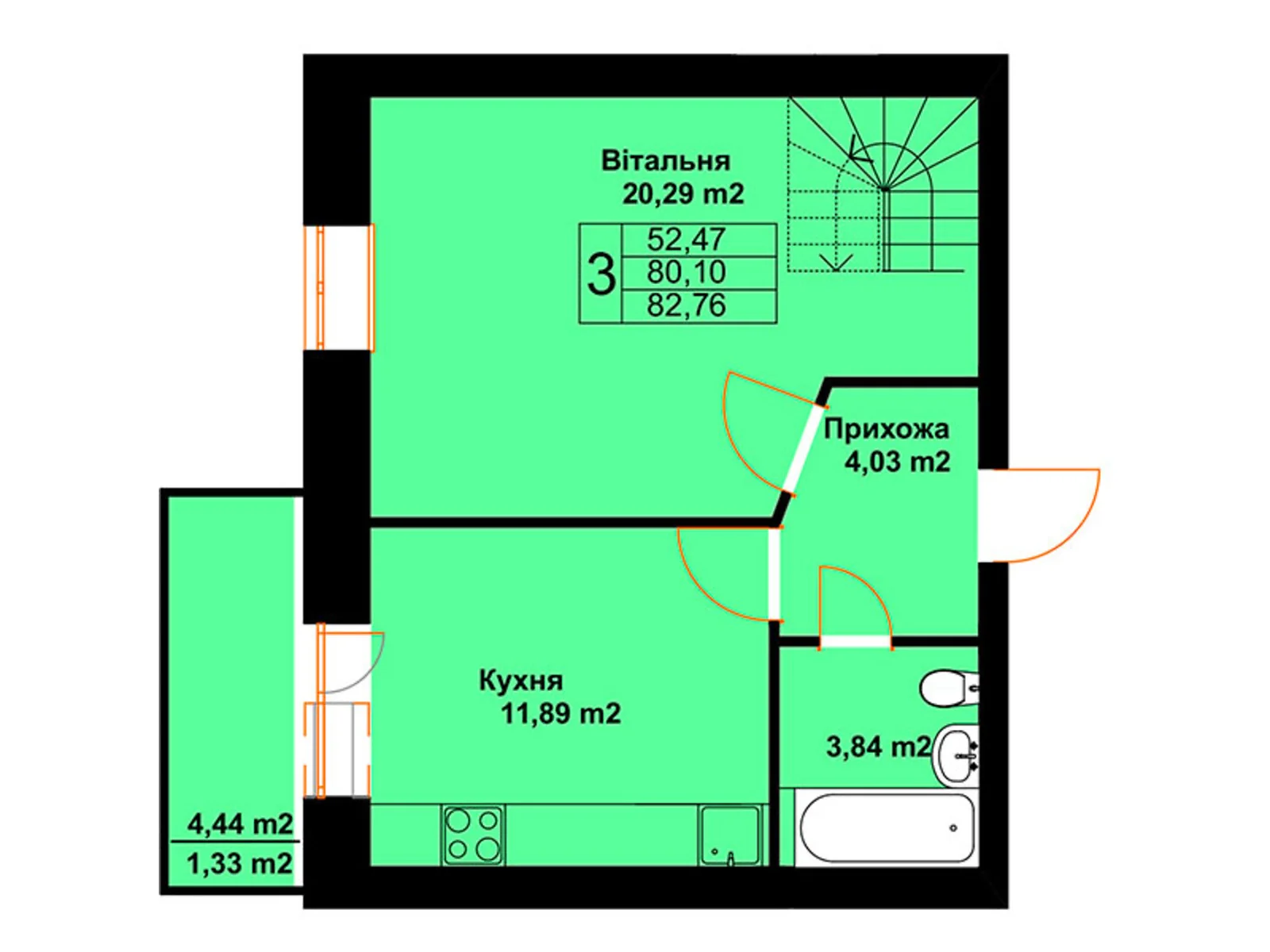 Продается 3-комнатная квартира 82.76 кв. м в Черткове, ул. Млынарская, 14