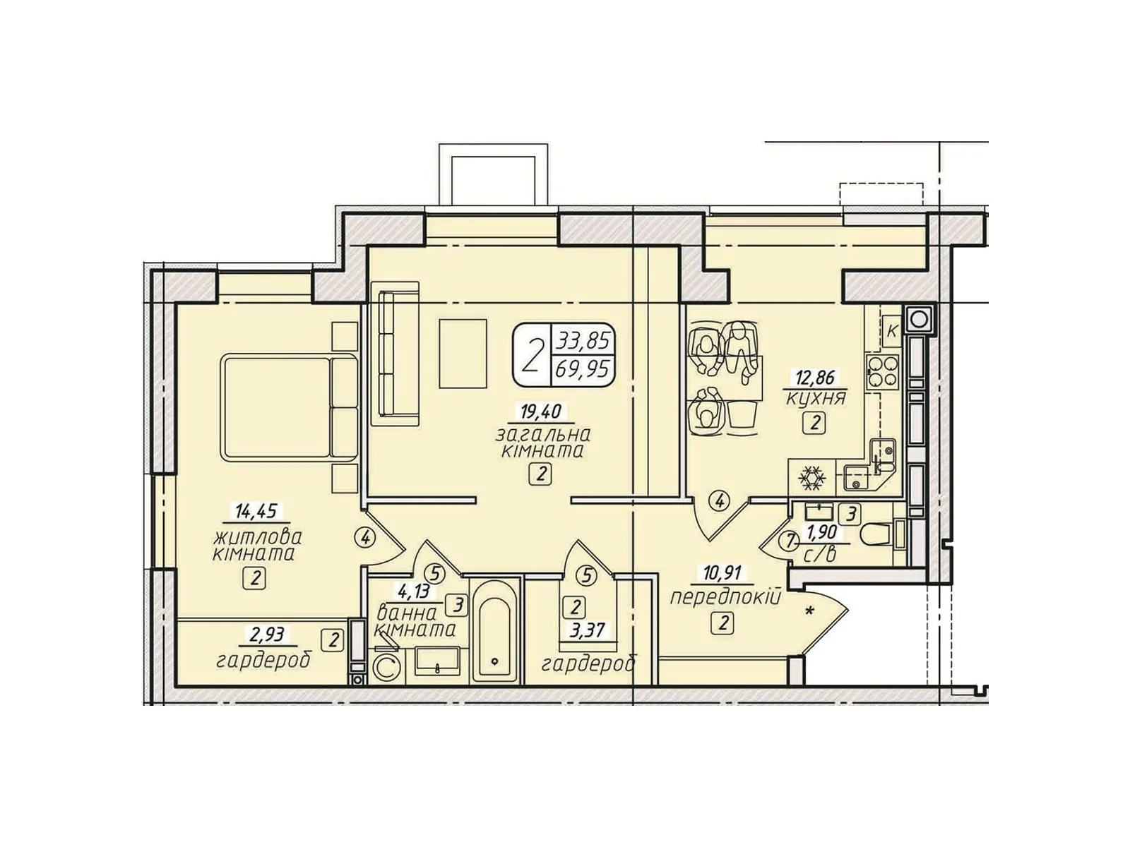 Продается 2-комнатная квартира 65.3 кв. м в Березиной, ул. Радужная, 100