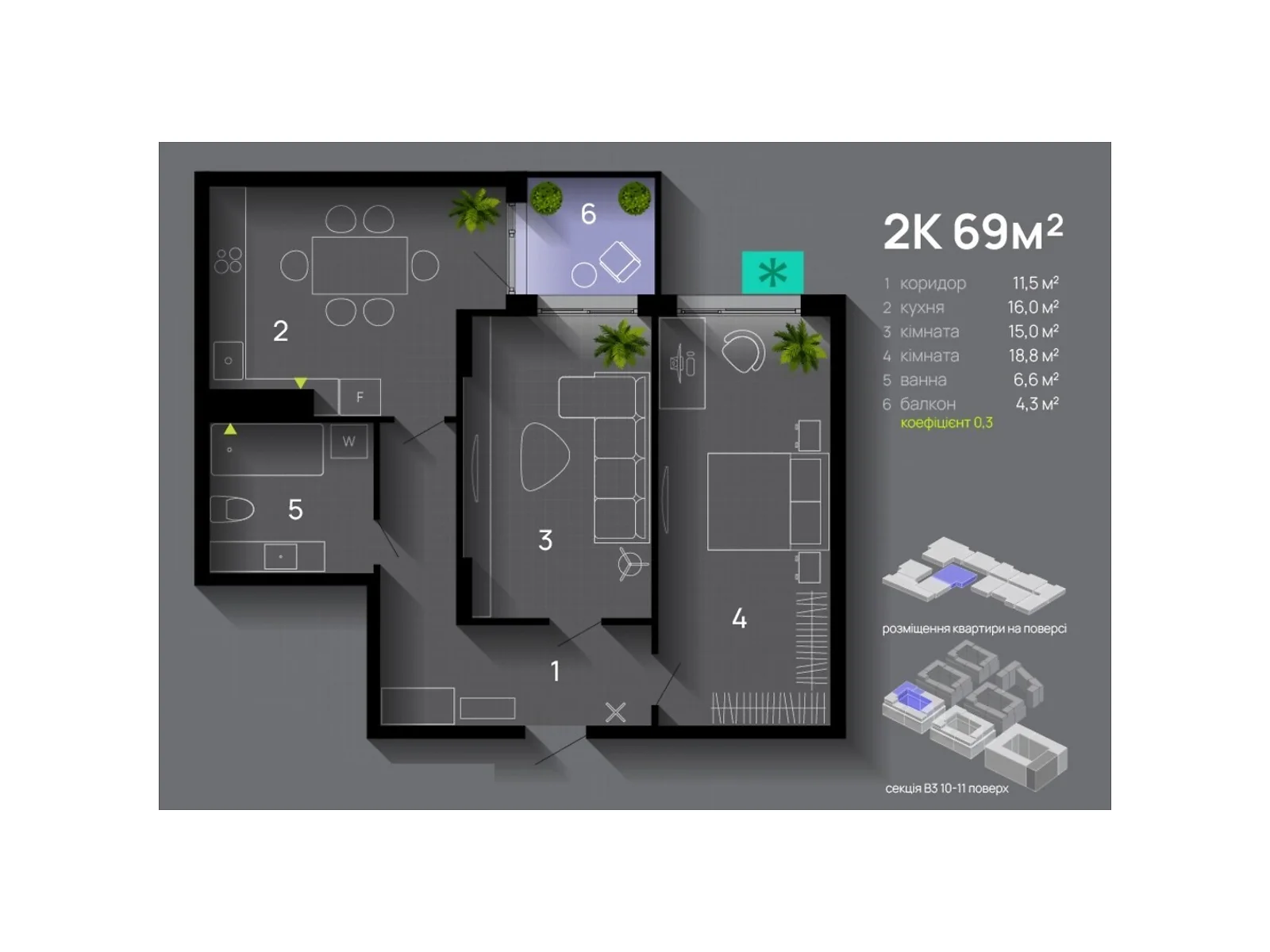 Продается 2-комнатная квартира 69 кв. м в Ивано-Франковске, ул. Левицкого Романа, 10