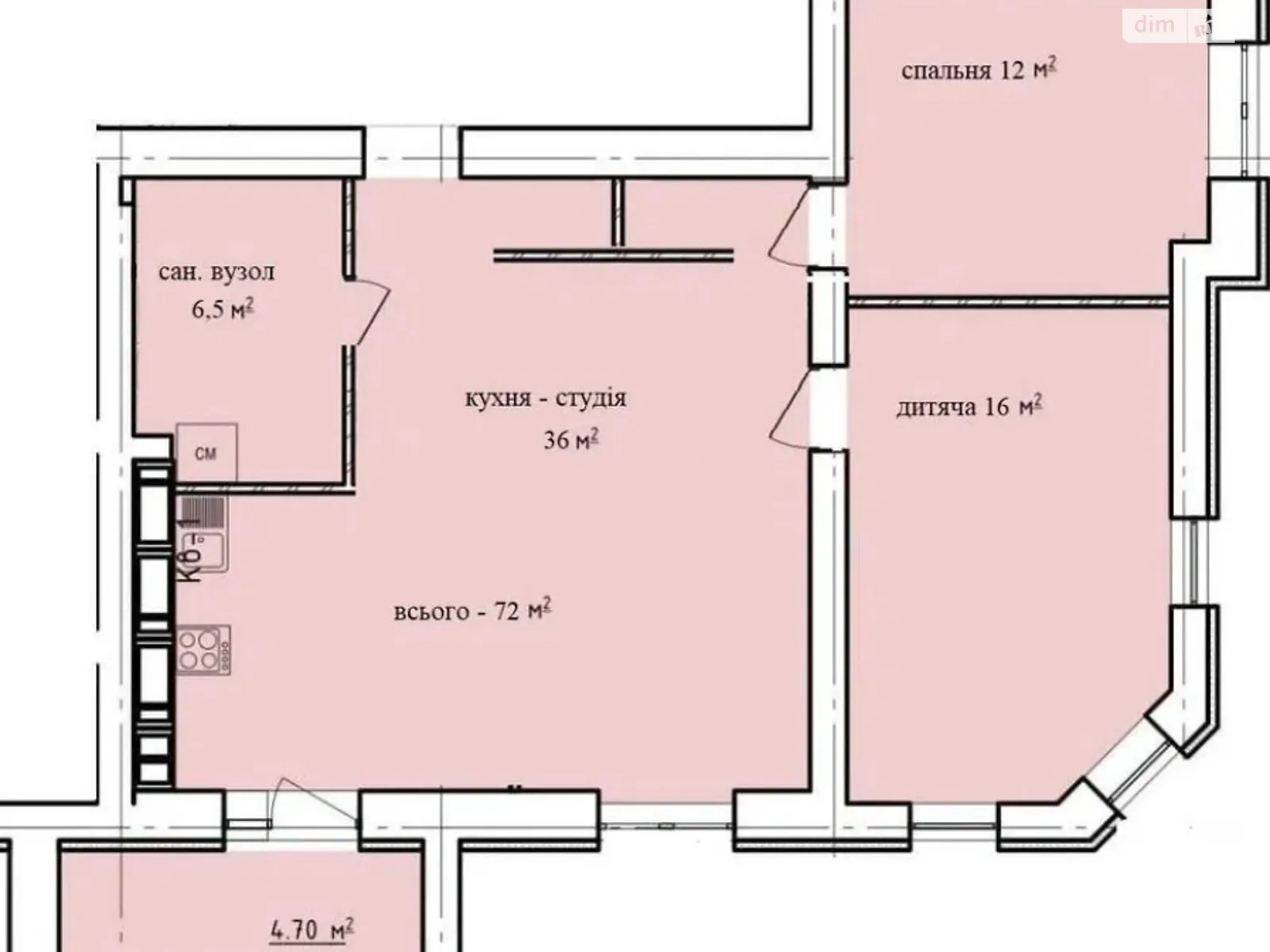 Продается 2-комнатная квартира 71 кв. м в Харькове